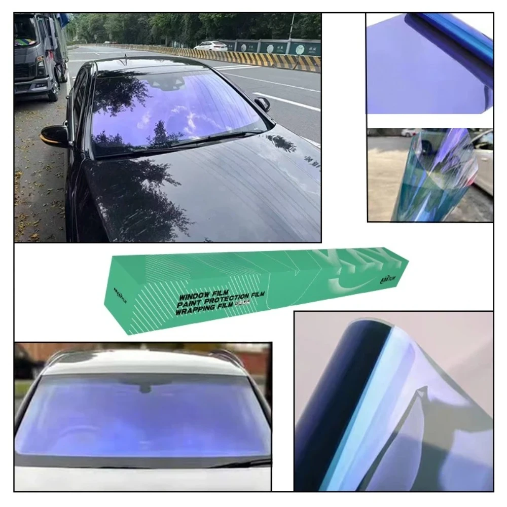 

Blue Purple Chameleon Window Tint Film 60% VLT 2Mil, High Heat Rejection for Car Windshield, 1.52x15m Roll 6099 Series
