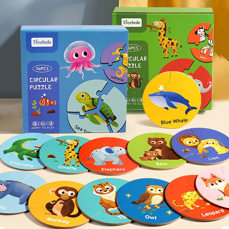 لغز دائري، لغز الاقتران الحيواني التعليمي المبكر، التدريب على منطق التركيز التفاعلي، لعبة ألعاب اللوحة، هدية عيد ميلاد
