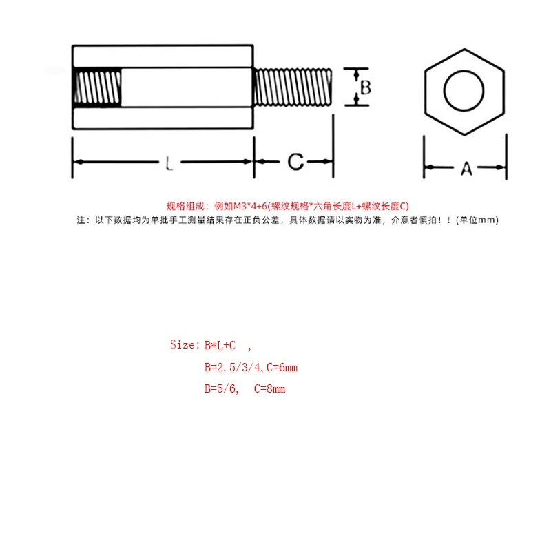 M2.5 M3 M4 M5 M6 Rvs Hex Standoff Man-vrouw Spacer Schroef