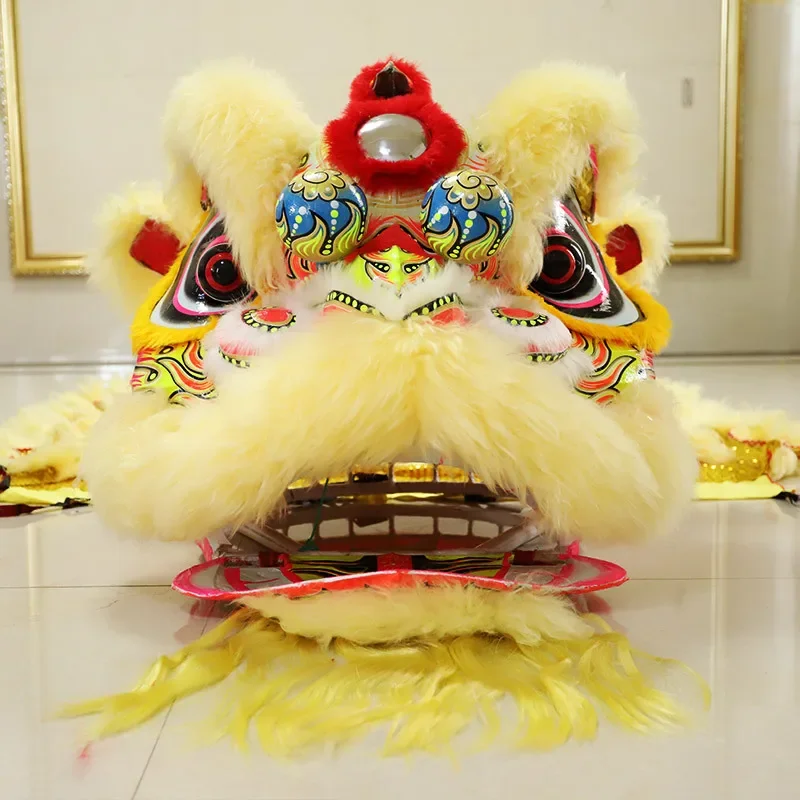 Yellow Buddha Costume Lion Dance Props Two Person Performance Costumes Handmade Wool Adult Stage