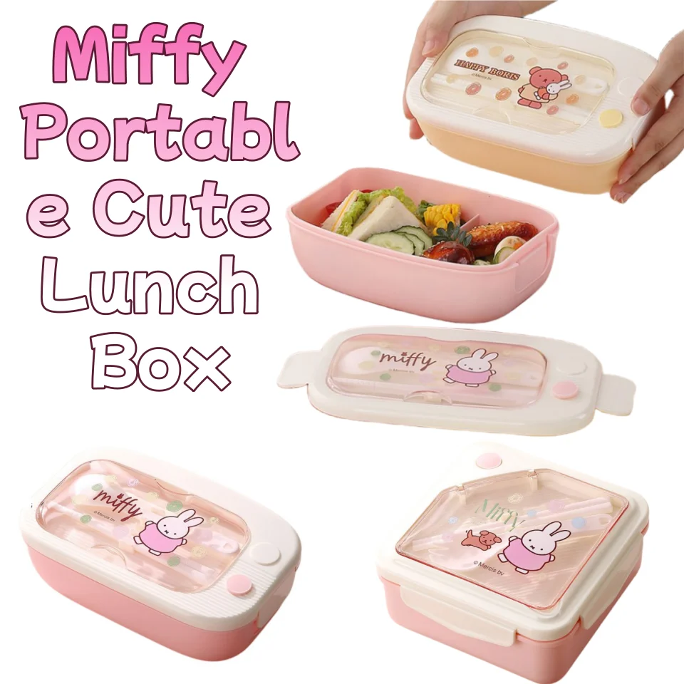 

Miffy lunch box for students and office workers, microwaveable divided lunch box, portable cute lunch box