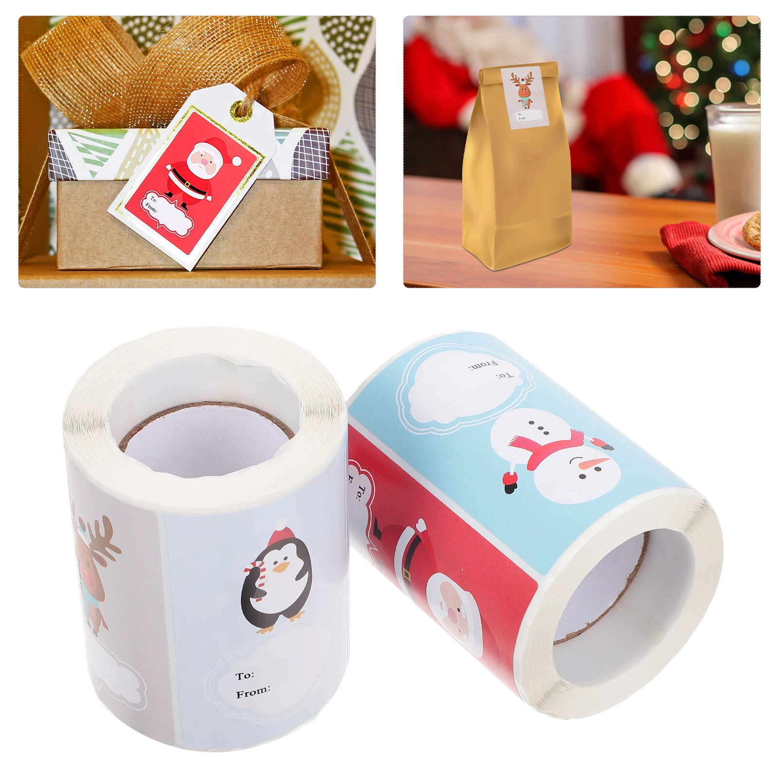 

2 Rolls Christmas Self-Adhesive Sticker Decals Decoration Sealing Stickers For Gift Bags Envelopes Candy Wrapping Diy Label Seal