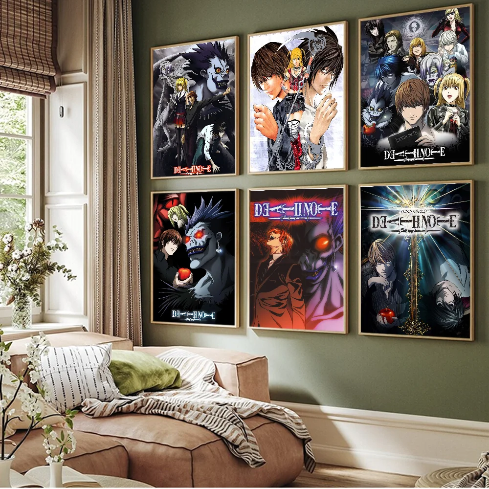 Japanese Classic Anime Death Note Character Anime Posters Sticky Decoracion Painting Wall Art White Kraft Paper Wall Decor view 6