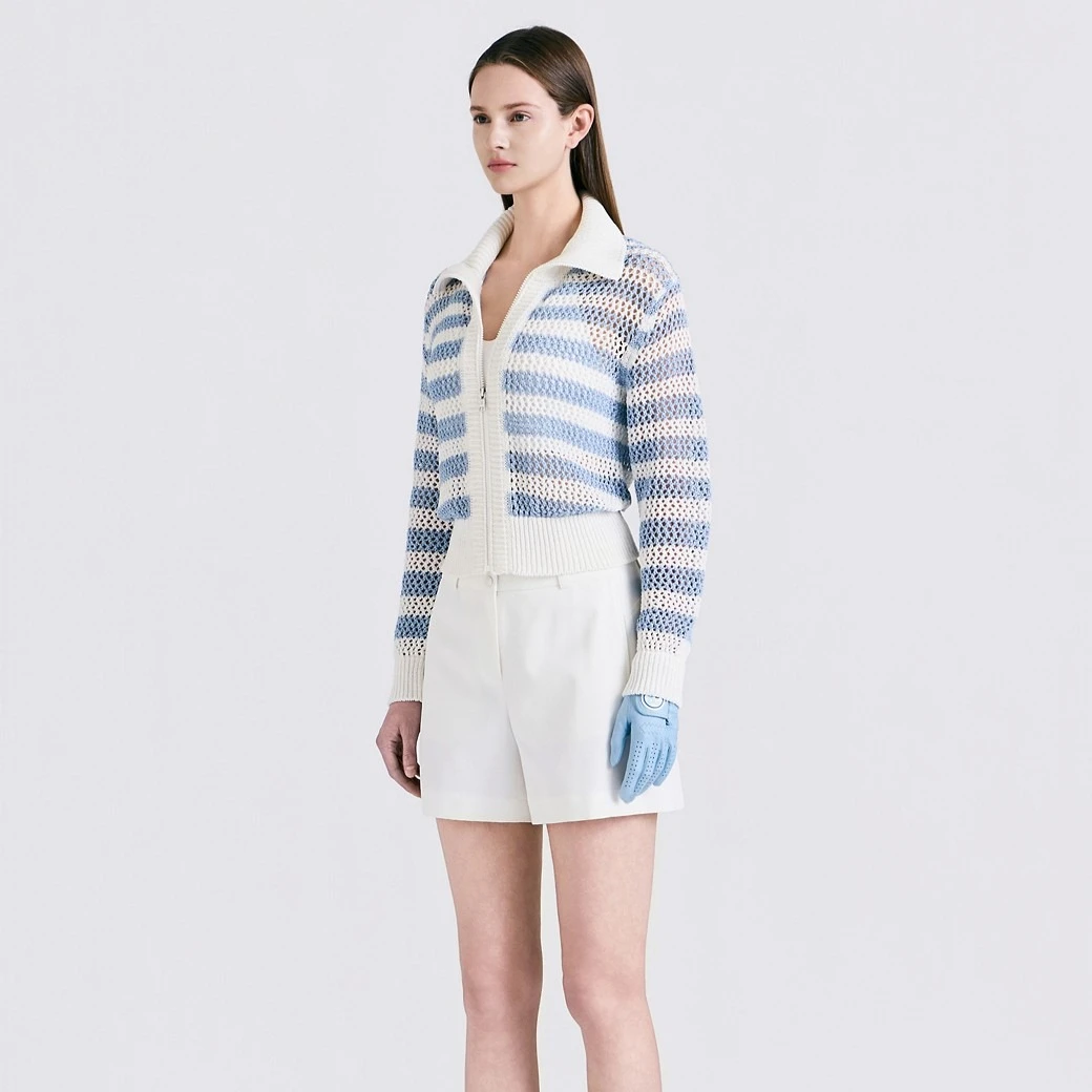 Women's Golf Jacket 2026 Summer New Original Korean Striped Mesh Breathable Collar Sun Protection Knitted Lightweight Polyester - view 2