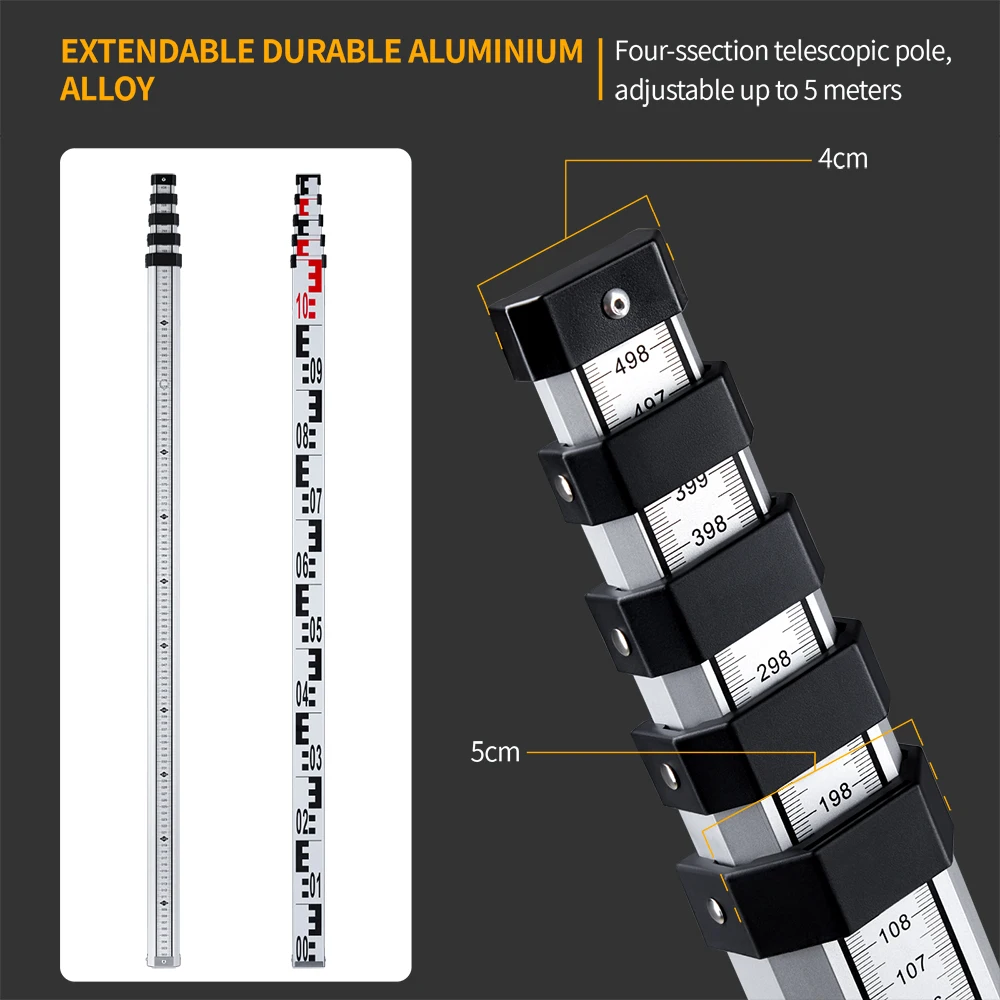 FIRECORE ze stopu aluminium ze stopu aluminium miarka poziomu 3M/5M wysokiej Precision Tower linijka do Laser obrotowy/automatyczne optyczny