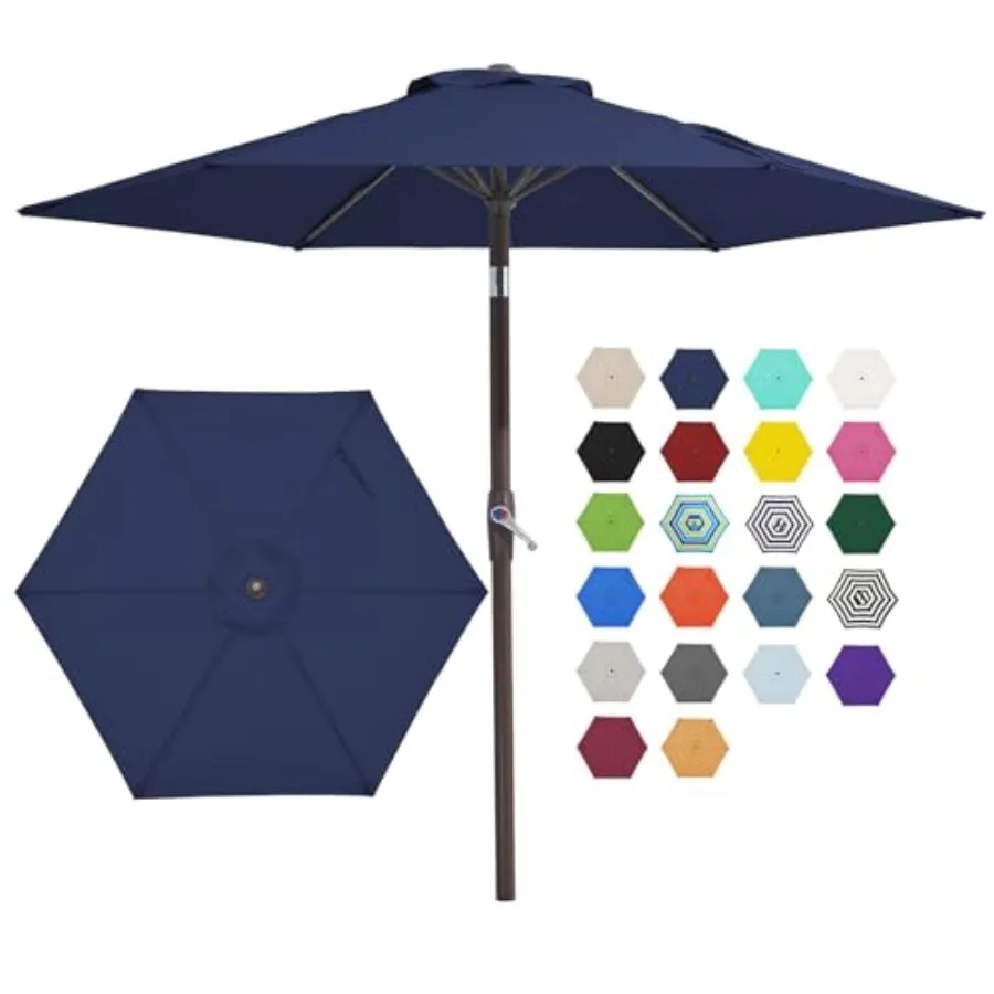 

7.5FT Patio Umbrella Outdoor Market Umbrella with 6 Sturdy Ribs, Push Button Tilt/Crank Table Umbrella for Garden, Deck, Backya