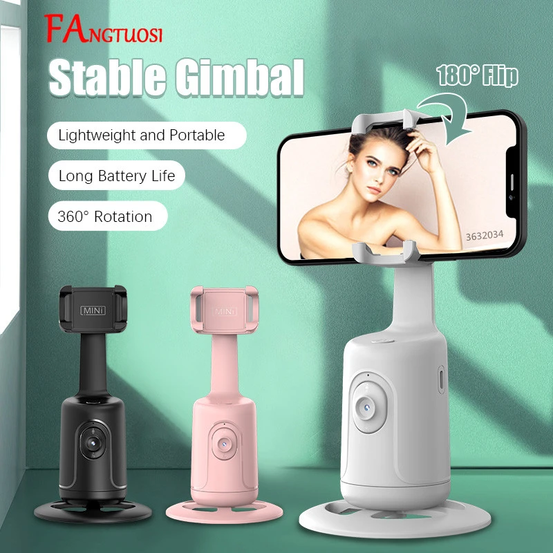 FANGTUOSI 2024 New 360 Rotation follow-up Gimbal Stabilizer Monopod Desktop tracking gimbal For Tiktok live photography