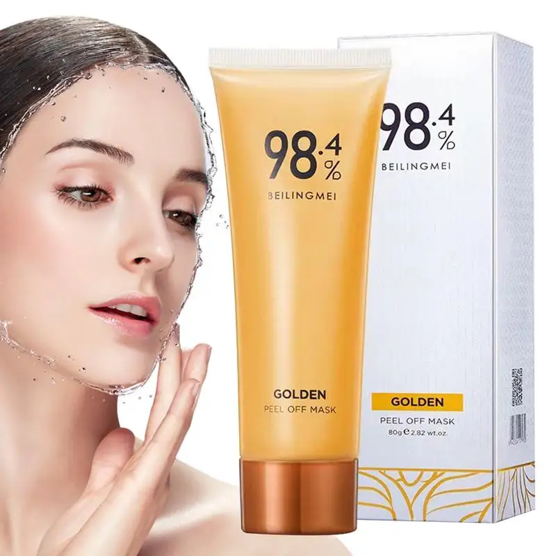 Máscara Peel-Off de folha dourada para mulheres, ouro 24K, firmadora, máscara facial para áspera, poros grandes, pele de limpeza profunda