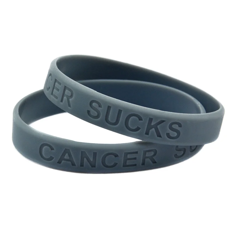 1 PC Cancer Sucks Silicone Rubber Wristband Debossed Logo Bracelet Adult Size