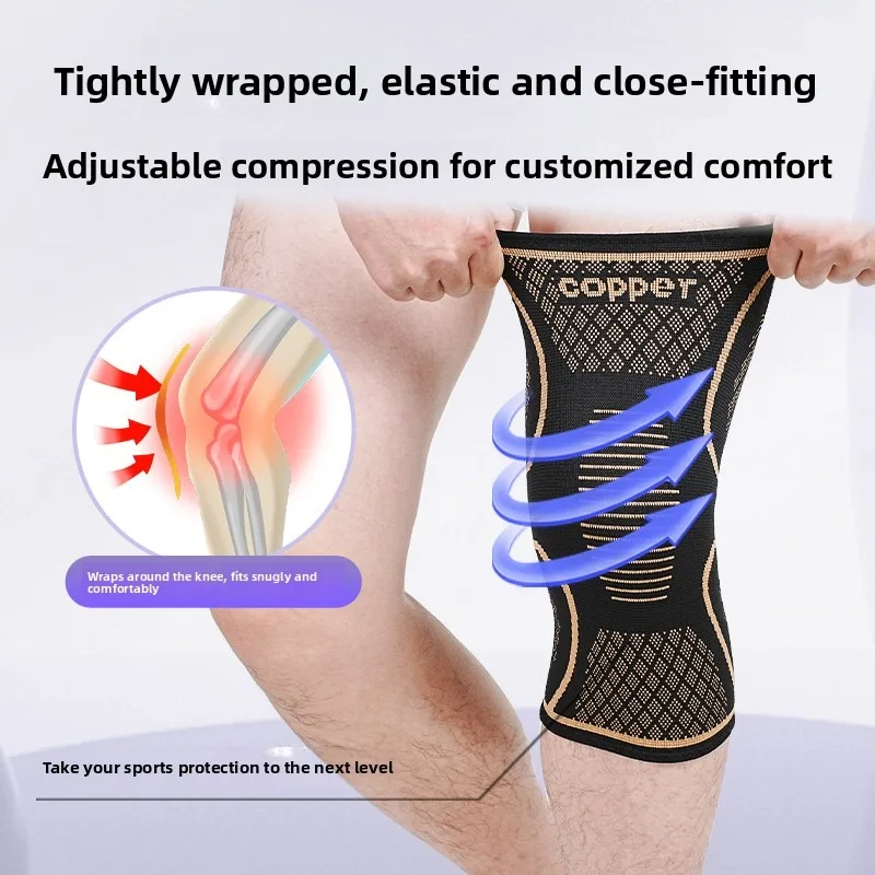 Copper-Infused Silicone Anti-Slip Knee Pads, Nylon Breathable Knee Sleeves for Basketball & Sports Protection