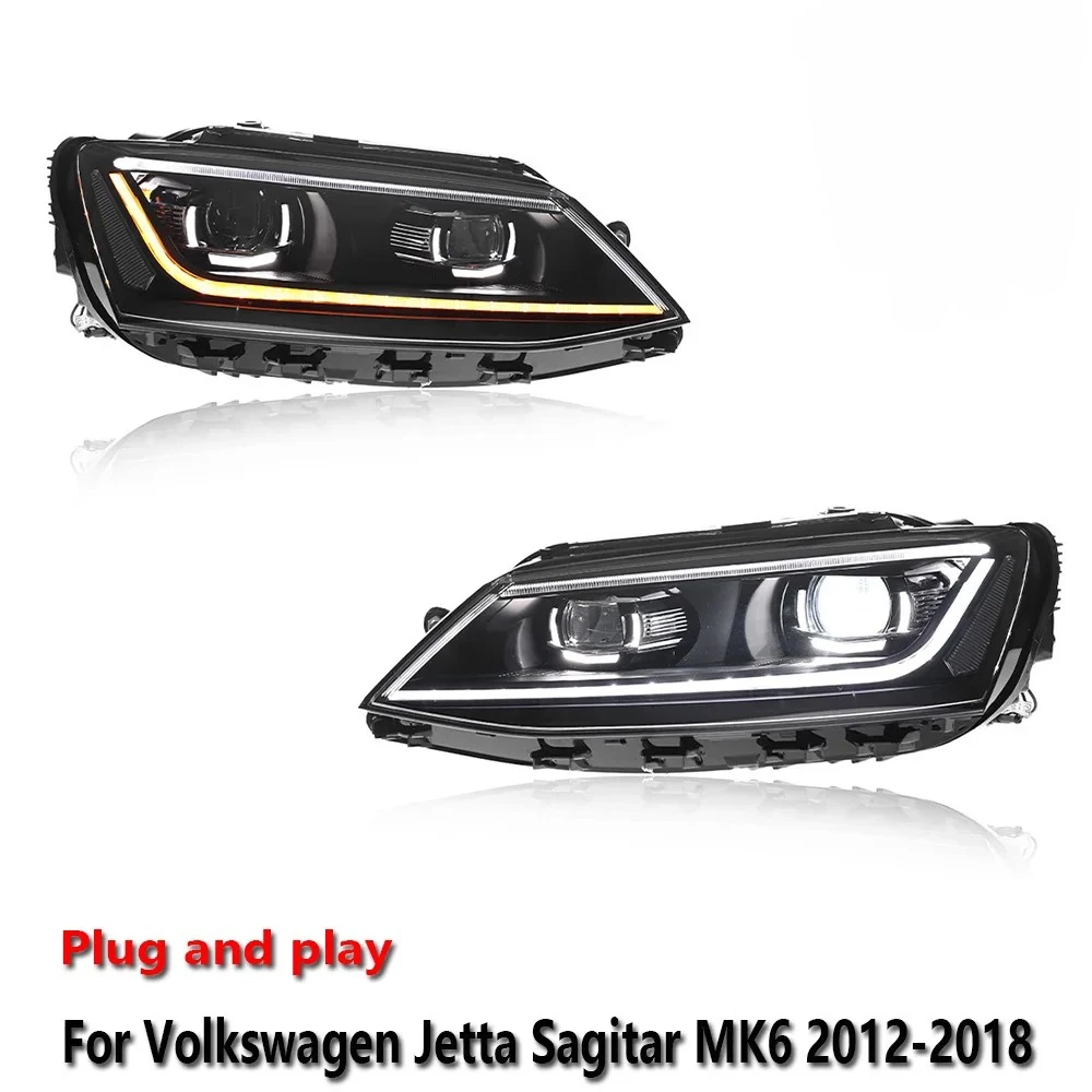 

Car LED Headlight Accessories For Volkswagen Jetta Sagitar MK6 2012-2018 DRL Brake Turn Signal Lamp Plug and Play