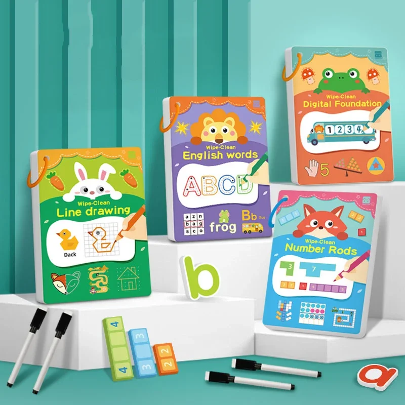 

Рабочая тетрадь с волшебной трассировкой, учебная тетрадь для управления, многоразовая тетрадь для магической практики, детский тетрадь Монтессори для обучения рисованию