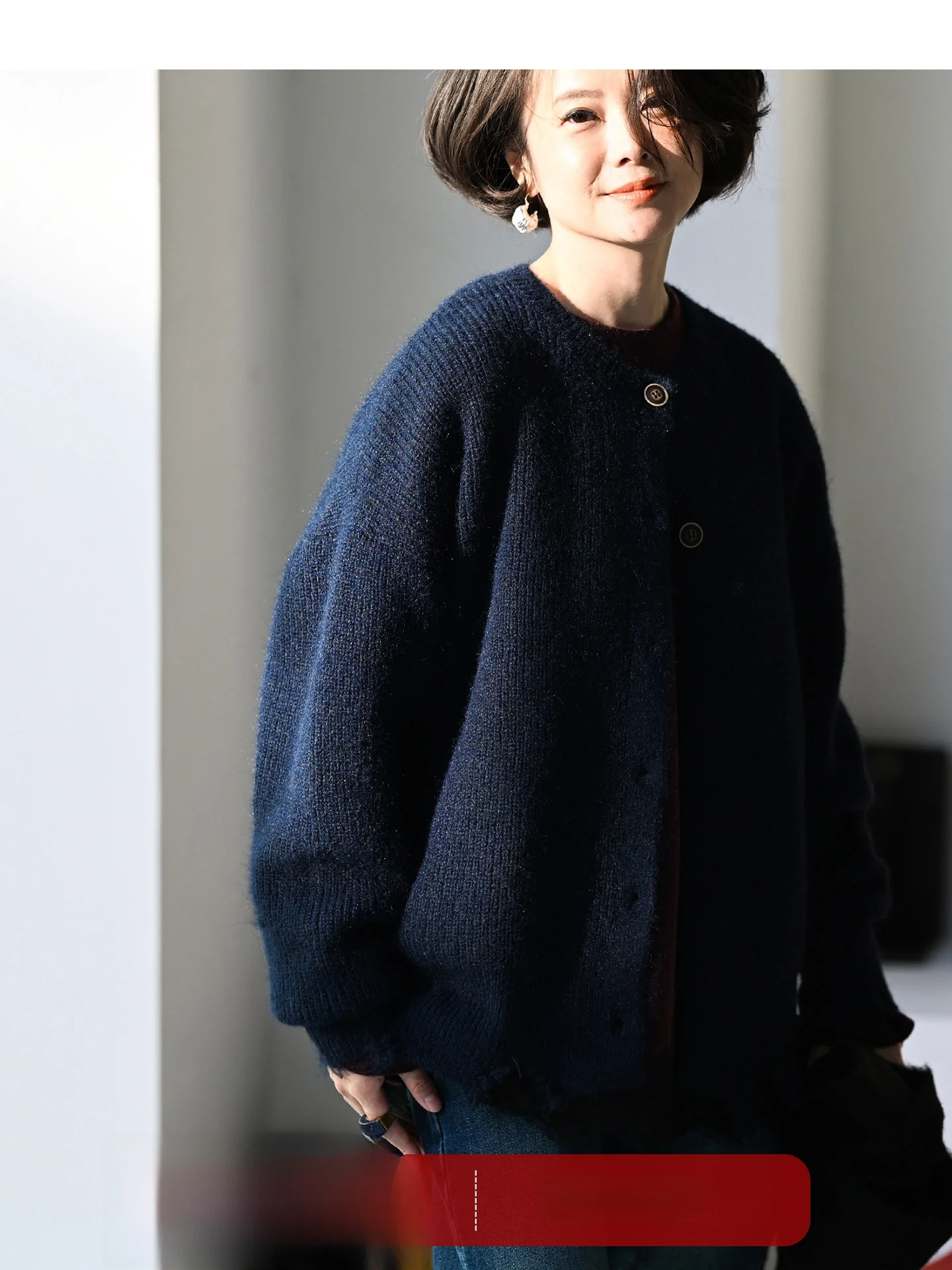 

M62870 Artistic round Neck Sweater with Wool Frayed Vintage Style Women's Knitwear Long Sleeve Warm Casual Fashion