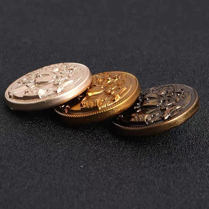 10pcs European Vintage DIY Sewing Buttons Lady Avatar Design Golden Buttons for Coats 20mm Round Metal Fashion Clothes Buttons