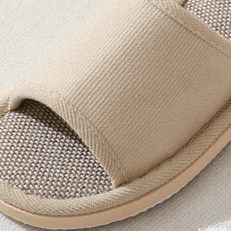 Men Linen Slippers Couples Fashion Women Casual Home Slippers Indoor Floor Flat Shoes Sandals Slides Four Seasons At Home