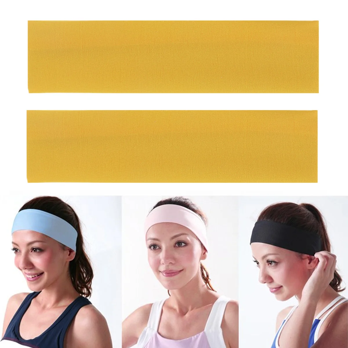 

2pcs Quick Dry Headband Women Sports Yoga Sweatband Stretchy Cloth Hair Band Comfortable Wide Fit For Exercise Dance Biker Hair
