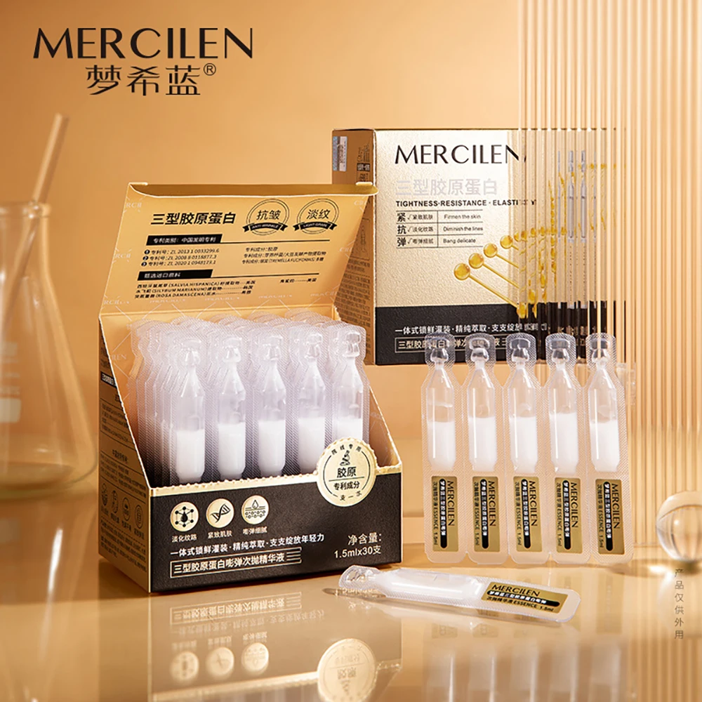 

30PCS Type III Collagen Face Serum Hyaluronic Acid Serum Facial Moisturizer Essence Oil Control Brightening Essence Skin Care