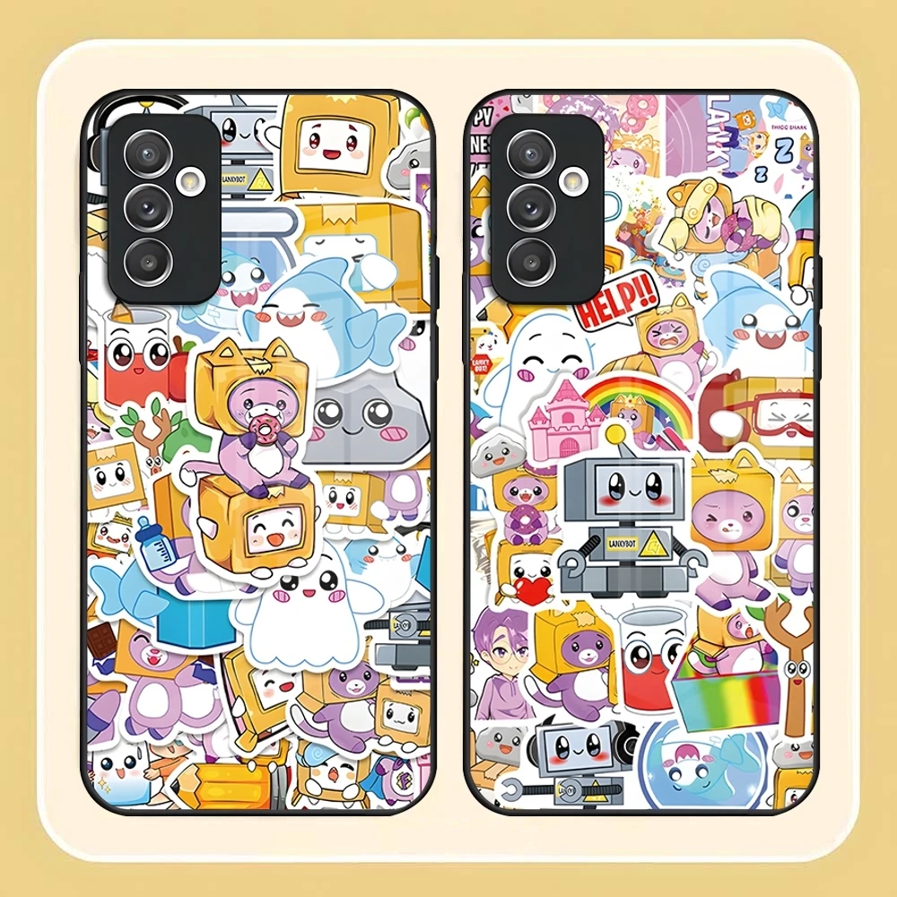 Lankybox Foxy Boxy Toys Phone Case for Samsung S24 Ultra S23 S22 S20 Fe S21 Plus A54 A34 A24 A53 A13 Note 20 Glass Back Cover