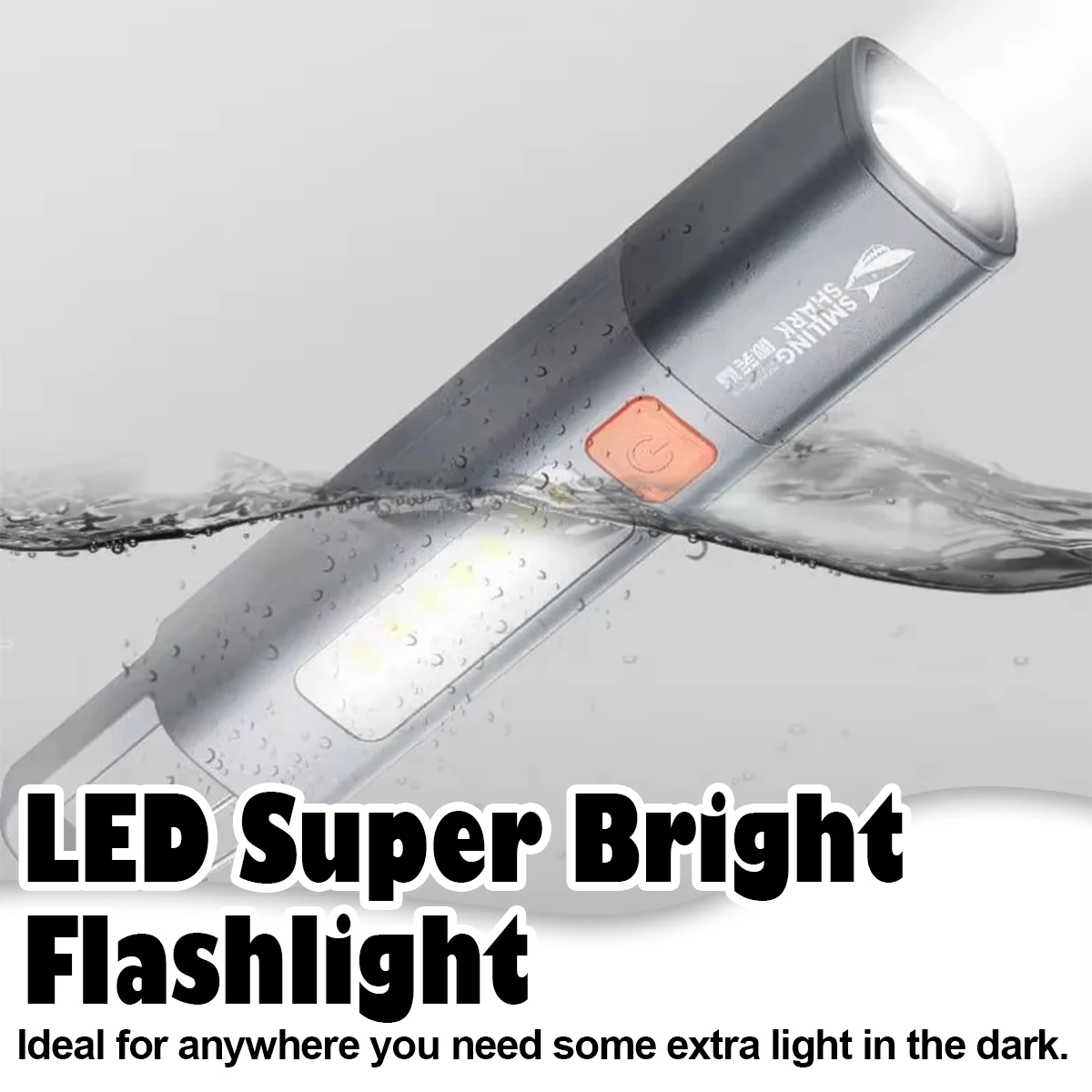 

LED Flashlight With Hanging Hook Flashlights Light For Camping Security Extremely Bright High Waterproof USB Strobe Portable COB