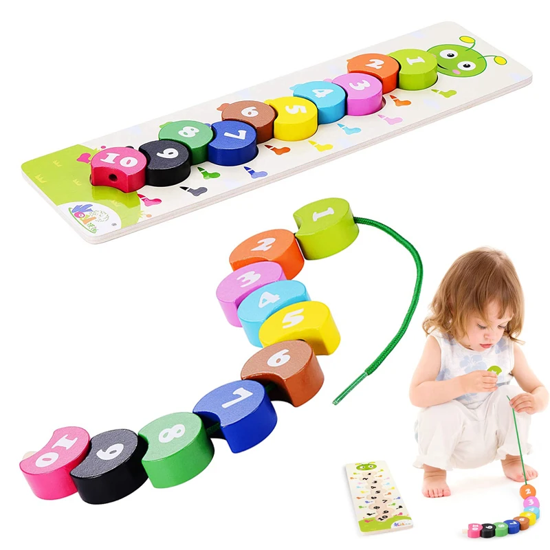 

Montessori Wooden Lacing Toys for Toddlers Puzzle Preschool Activities Fine Motor Skills Early Educational Children Kids Games