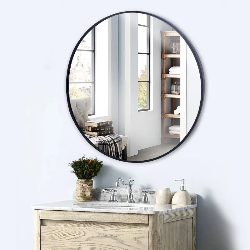 1Pcs Modern Minimalist Circular Metal Framed Bathroom Mirror Female Bedroom Makeup Mirror Espejos De Baño Wall Decoration