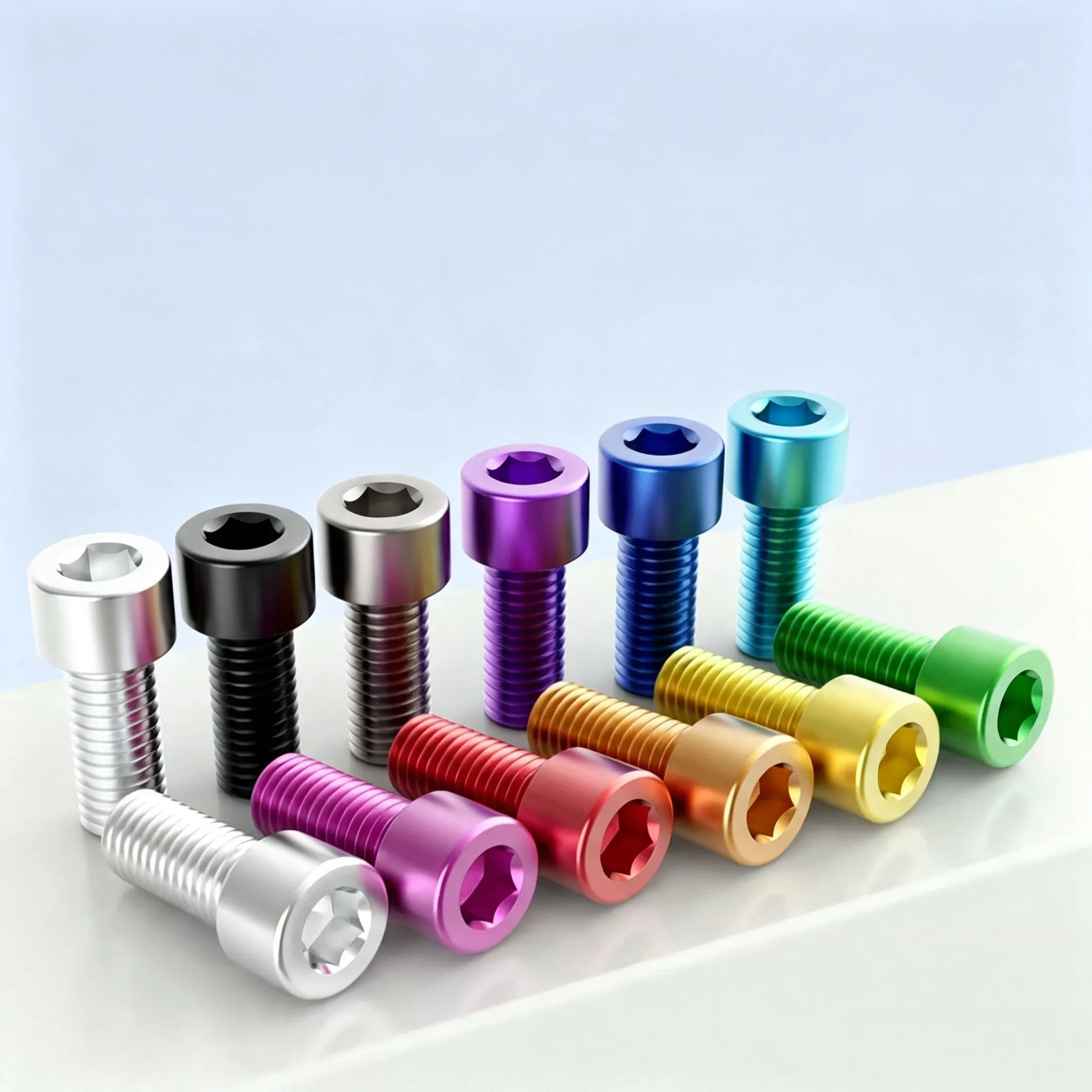 10Pcs 7075 Aluminum Alloy DIN912 Hex Socket Cap Head Screws Colorful Anodized Cup Head Bolts M4 M5 M6 Mechanical Fasteners