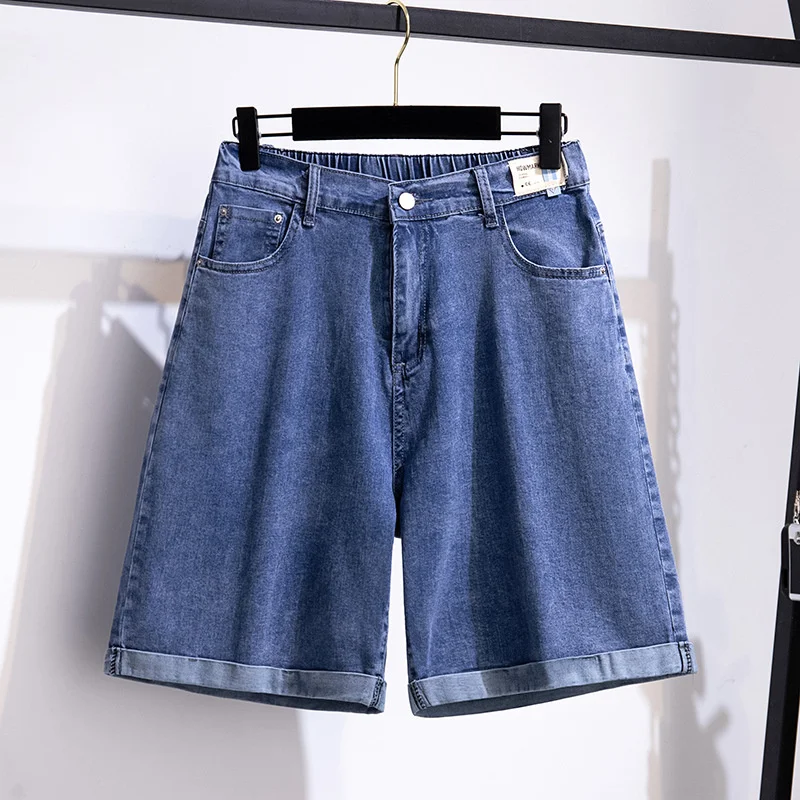 New Women's Denim Shorts Classic Vintage High Waist Blue Wide Leg Female Caual Summer Jeans For Women Ladies Shorts