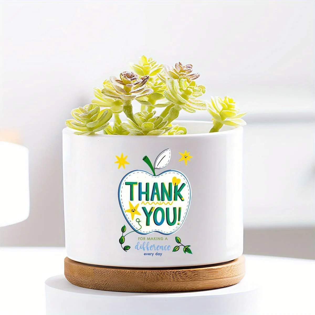 Thank You Letter Ceramic Flower Pot for Home Office Decor Desktop Flower Pot Perfect Gift for Plant Lovers (excluding Plants)