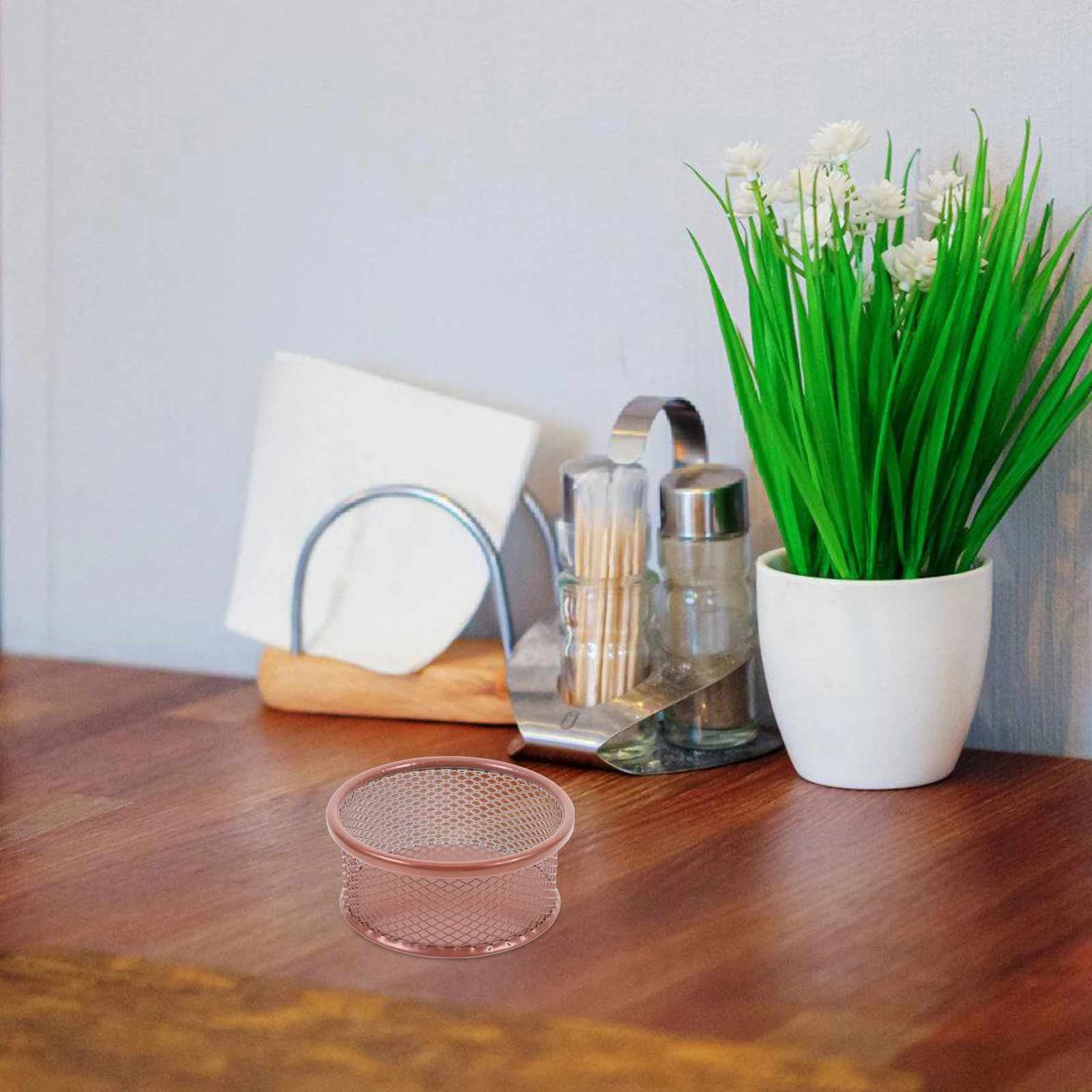 

4pcs Metal Holders Rose Gold Office Supplies Container Stationery Storage Desk Containers Desk Organizer Binder Box