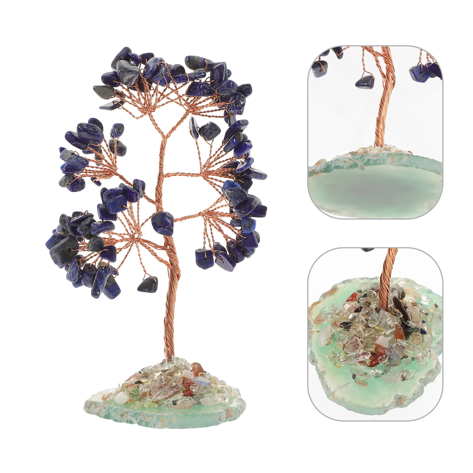 

1Pcs Lapis Crystal Money Tree Handmade Delicate Feng Shui Ornament Desktop Decoration Wealth Symbol for Home Office Shop
