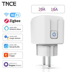 TNCE Tuya WiFi/Zigbee 16A/20A EU Plug With Power Monitor Smart Home Plug Remote Control Timer Support Voice Google Home Alexa