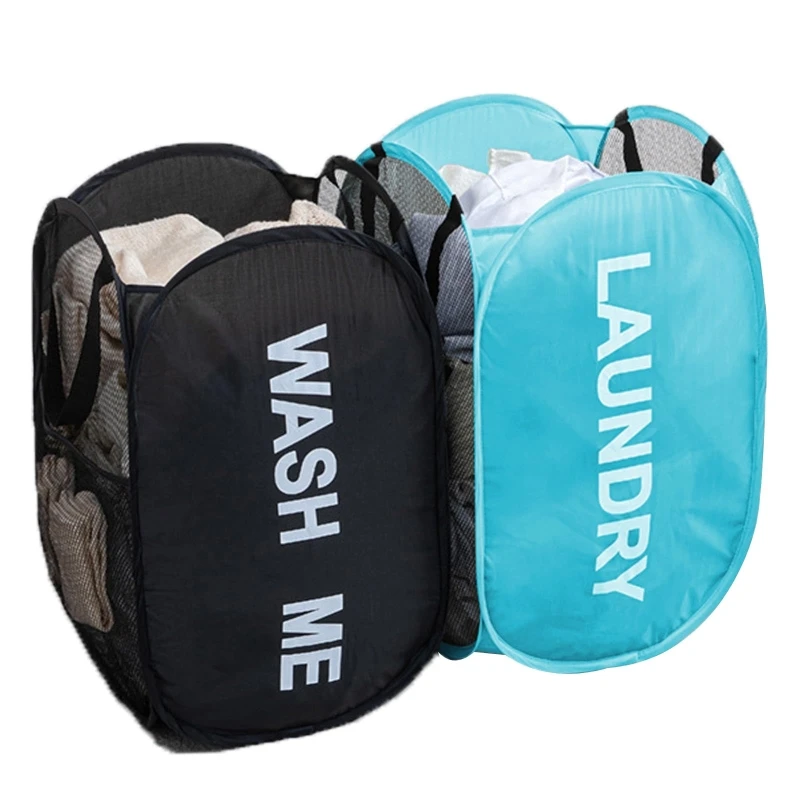 

Foldable Laundry Basket Mesh Hamper, Collapsible Portable with 4 Colors-Space Saving Organizer for Dorm Bathroom Travel Home