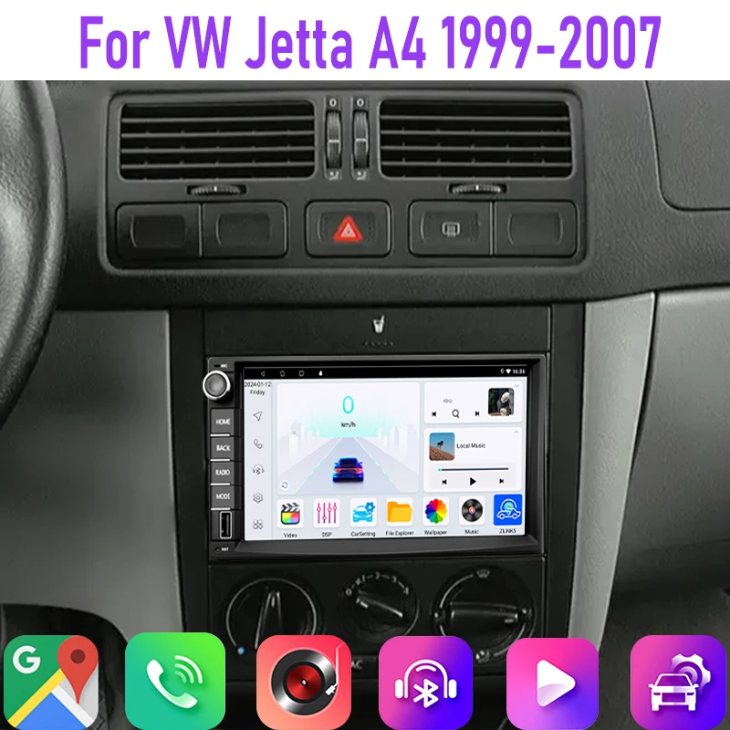 

7" 4GB+64GB For 2 For VW Jetta A4 1999-2007 Car Radio 2DIN Google Map Head Unit GPS Android 15 Auto Stereo CarPlay Stereo