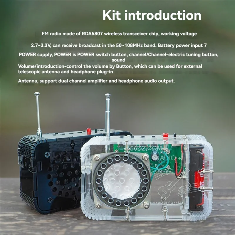 

Superb DIY FM Radio Kit 50-108Mhz Adjustable IC RDA5807 Soldering Practice Kit Anti-Interference Dual Channel Amplifier