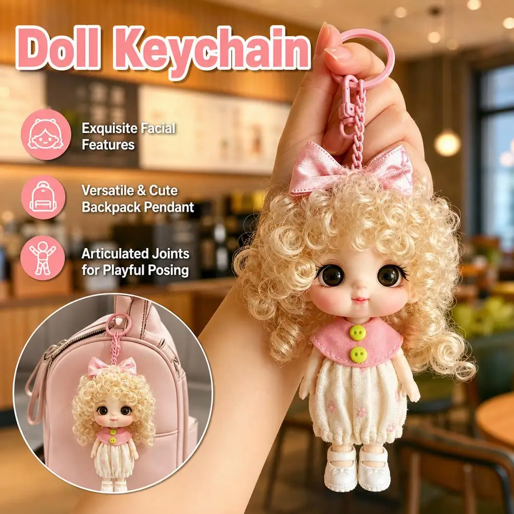 Cute 10cm Doll Keychain Bag Pendant for Bjd Doll Dolls for Girls Mini Dolls Mobile phone Decoration
