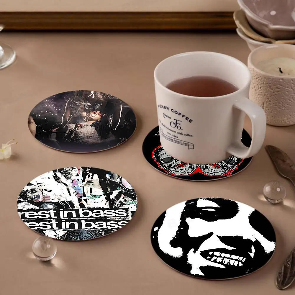 Rapper Che REST IN BASS Wooden Coaster Coffee Teacup Decoration Coffee Shop Beverage Shop Family Restaurant Cafe Decoration