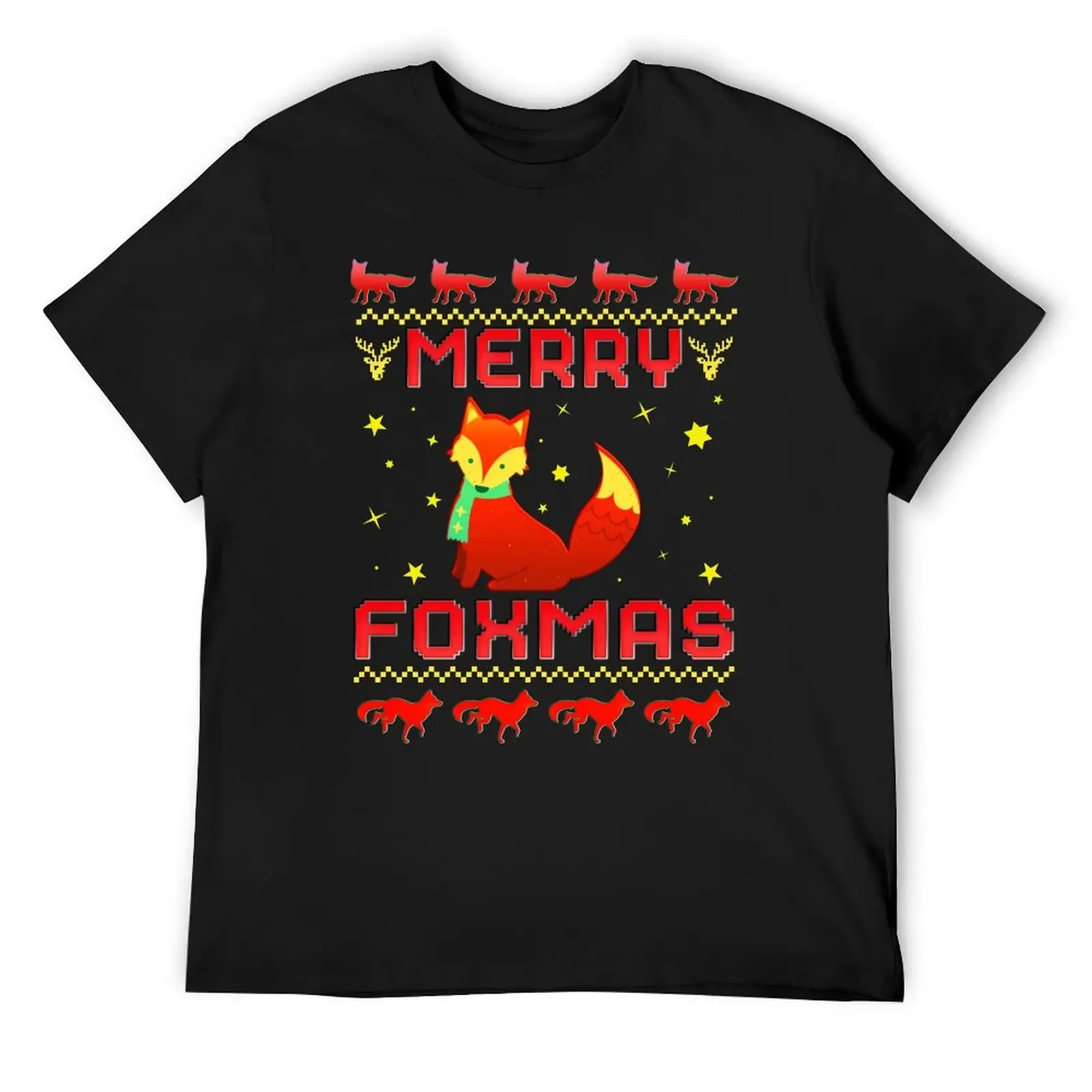 

Merry Foxmas, Christmas Fox Pattern T-Shirt plain new edition anime tshirt plus size clothes oversized t shirt men