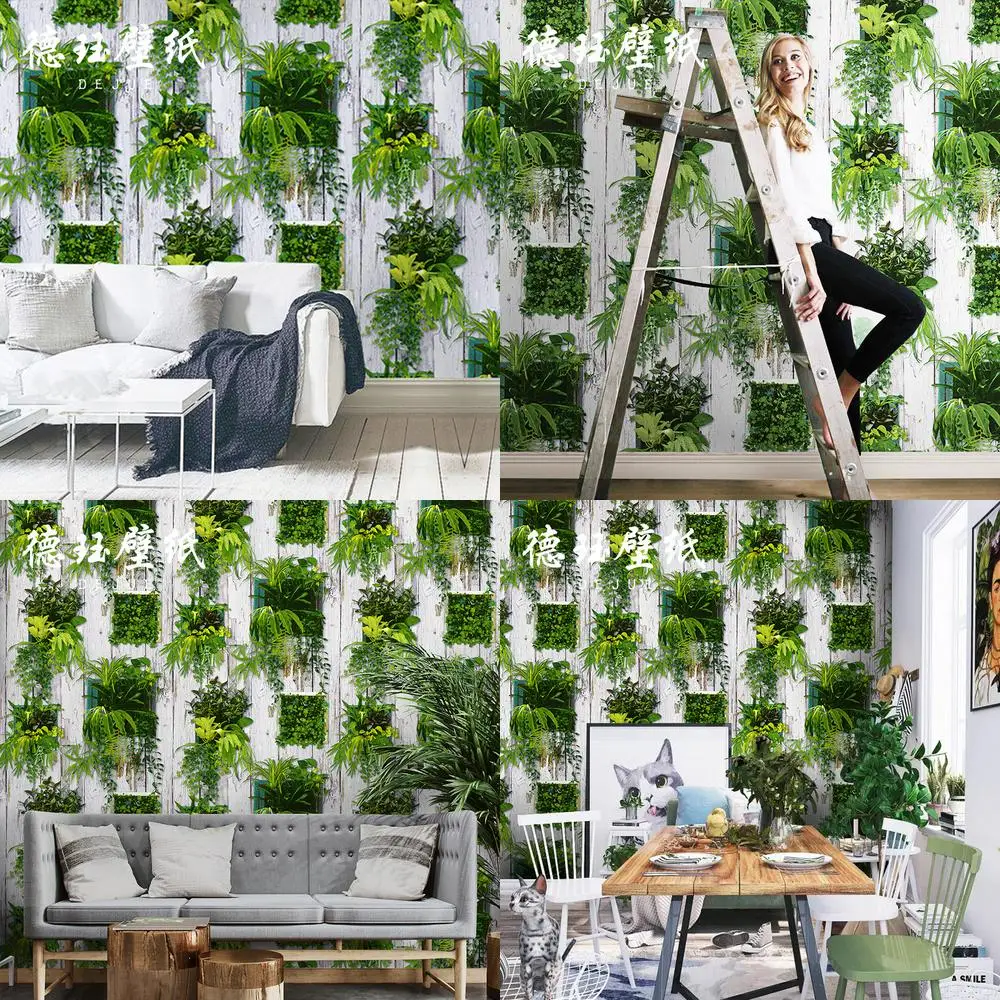 

Скандинавский стиль, зеленые растения, цветочные обои под дерево для фруктового магазина, ресторана, магазина, украшения, цветочного магазина, магазина одежды