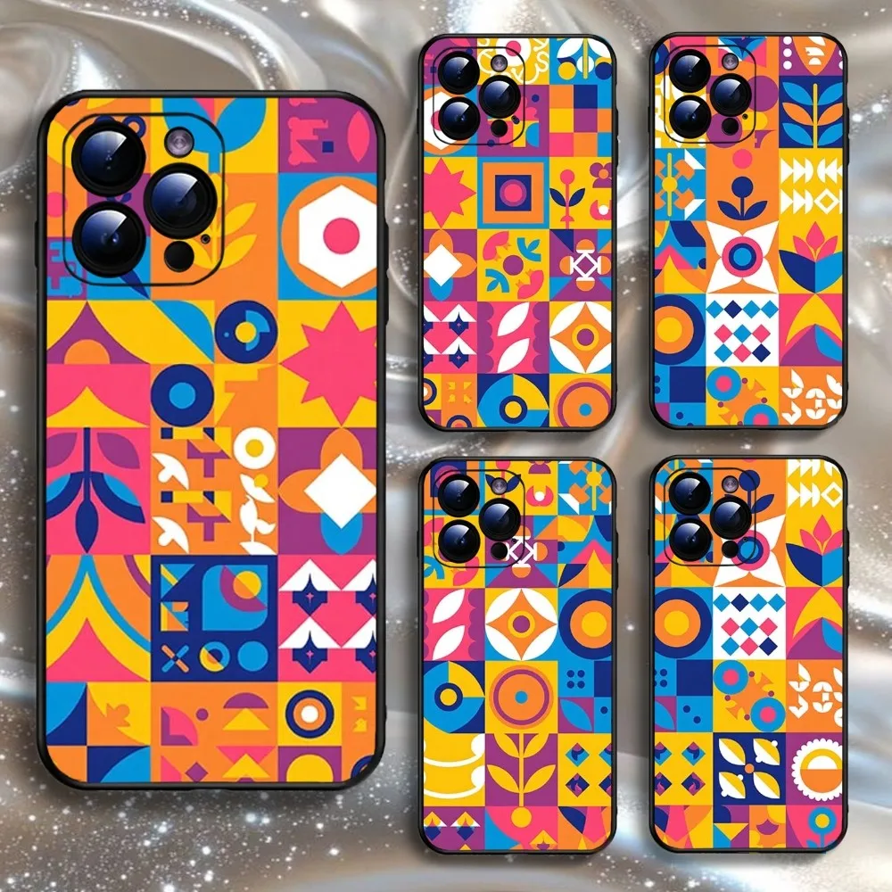 

Colorful geometric composition Phone Case For iPhone16,15,14,13,12,11 Plus,Pro Max,XS,X,XR,SE,Mini,8,7,Soft Silicone Black Cover