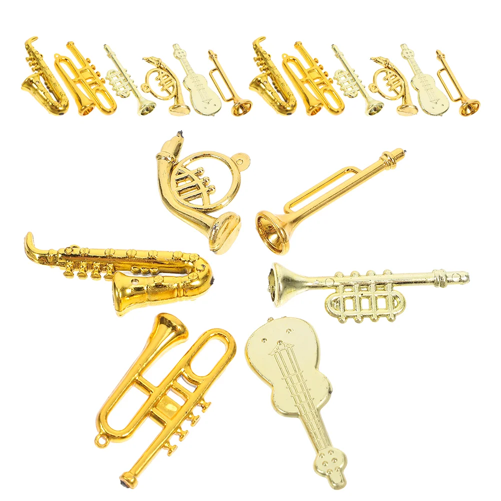 48 Pcs Dollhouse Musical Instrument Mini Room Furnishings Clarinet Toy Saxophone Model Replica Miniature