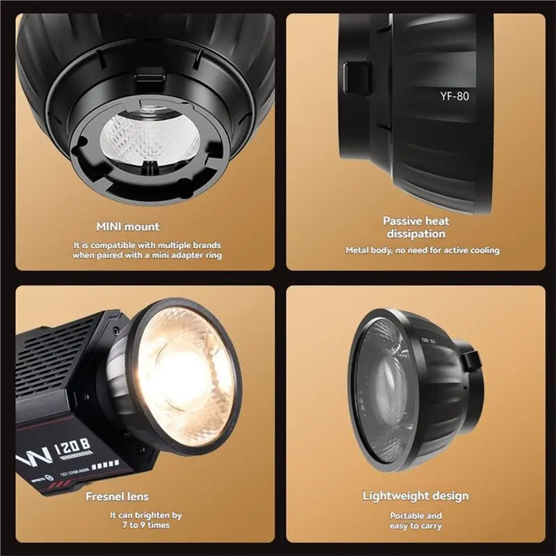 【SLEEK 】YF-80 حلقة محول صغيرة متضمنة 9 مرات تأثير أكثر إشراقا عدسة مرفقة أضواء فريسنل الصغيرة لـ S100 W120B CX100