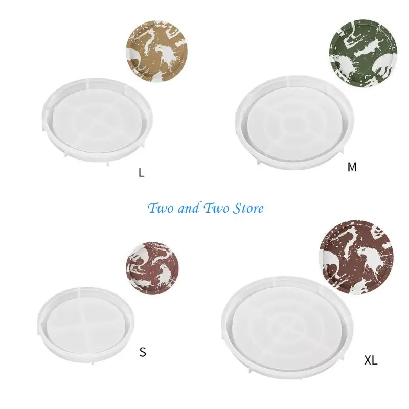 HX6F Silicone Resin Tray Moulds Fruit Dish Mould Round Cement Tray Molds Plate Moulds for Resin Casting Craft Decorations