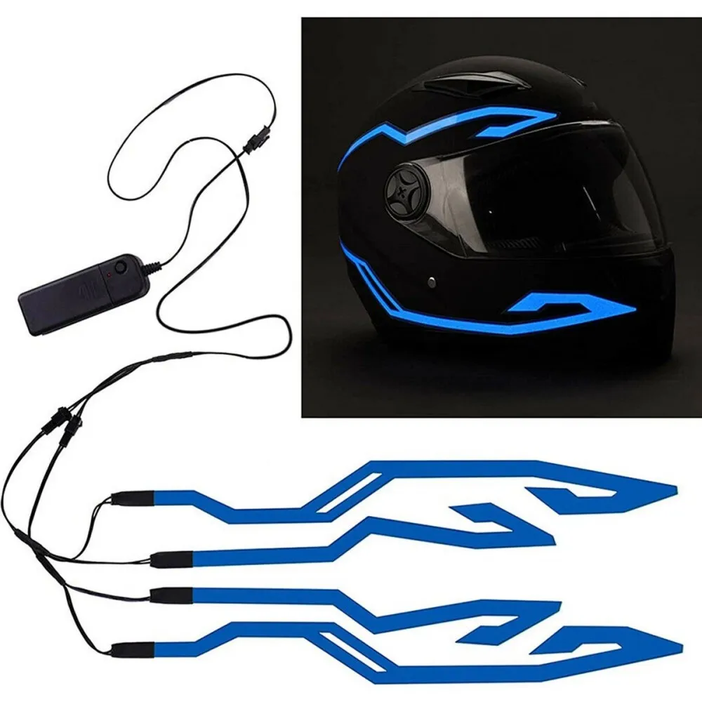 Waterproof Motorcycle Helmet LED EL Light Strip, 4‑Mode Flashing Warning Sticker Night Safety Riding Light Kit for Bike Helmet - view 4