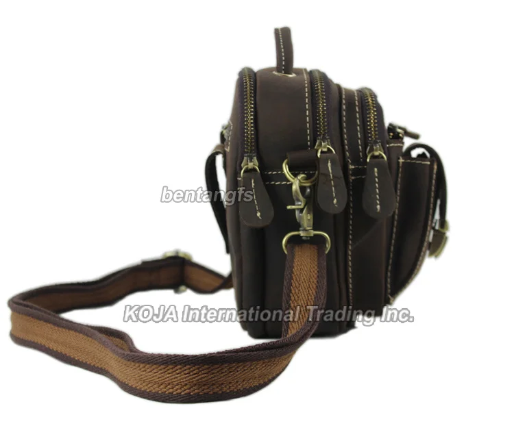 Horse Vintage Crazy Genuine Leather Men's Messenger Bag shoulder Small Sing male Multi-function Leisure bag