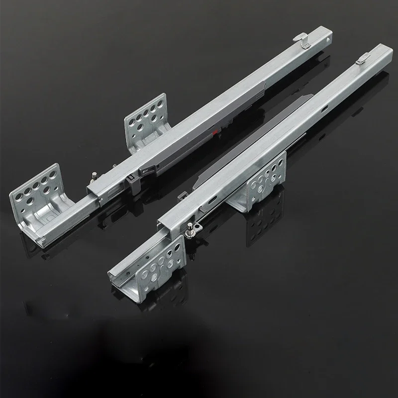 Drawer Two-section Full-pull Buffer Rail Bottom with Latch Hidden Track Buffer Silent Thickened Guide Rail Slide Furniture