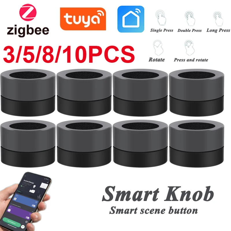 Zigbee Smart Knob Switch Tuya Smart Home Wireless Scene Remote Switch Button Controller Work With ZigBee Gateway Smart Life APP