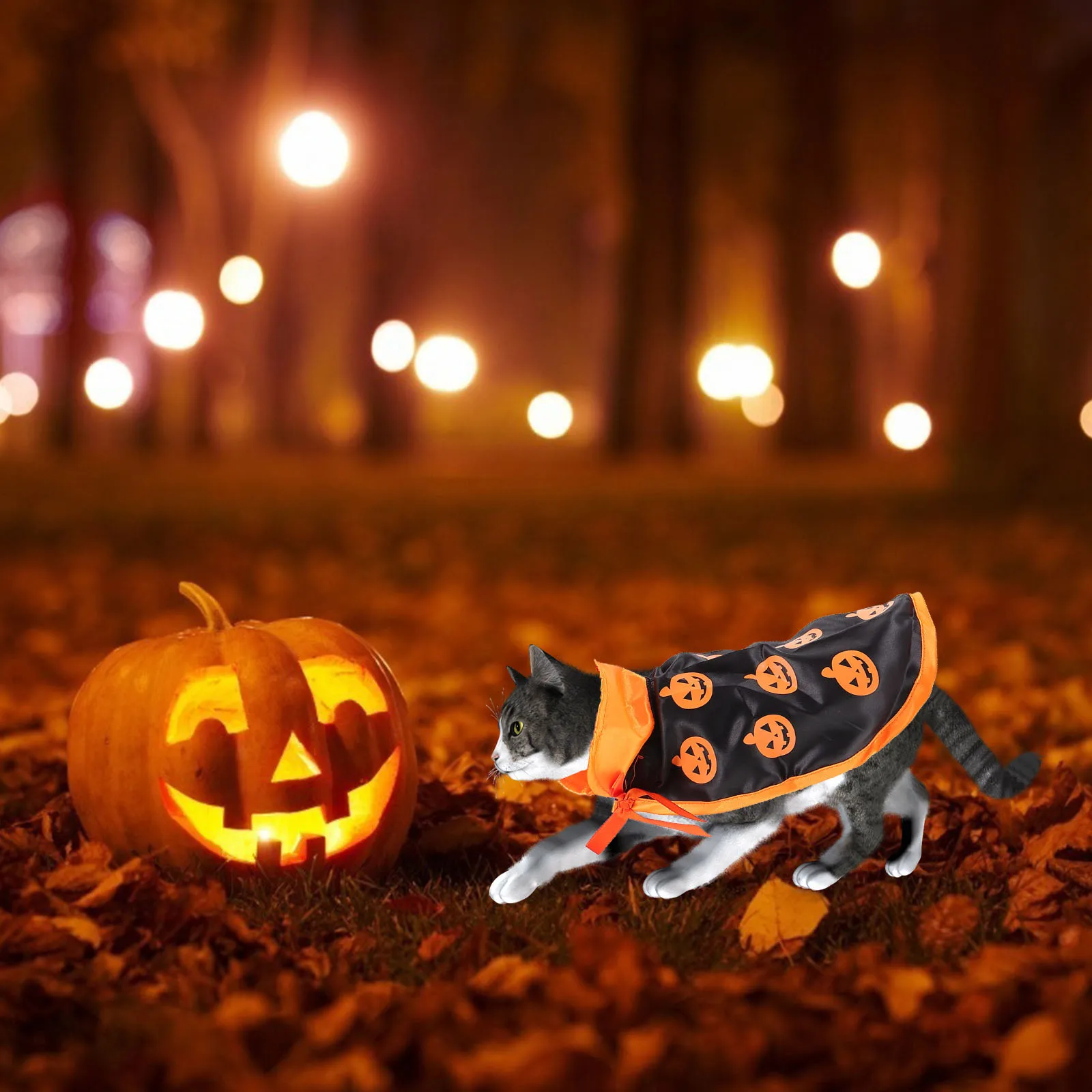 

1Pcs Pet Pumpkin Cloak Halloween Costume Decorative Printing Dog Cat Cosplay Cloak for Party Halloween Pet Dress Up