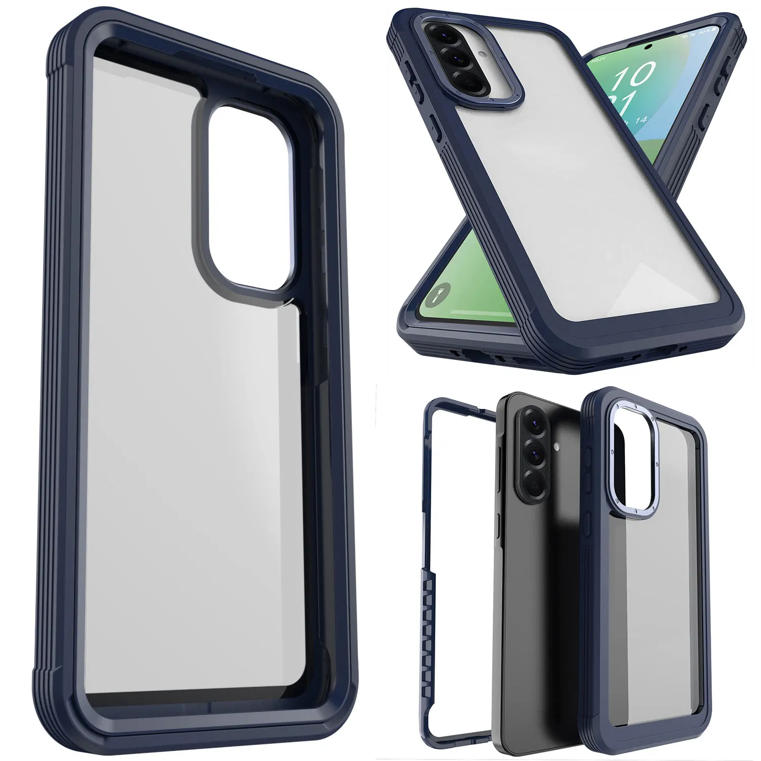 Clear/Blue Shockproof Dual Layer Phone Cover Heavy Duty Rugged Hybrid Bumper Case For Samsung For Galaxy A56