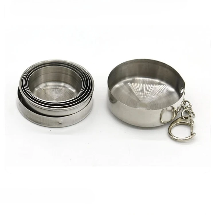 كوب تلسكوبي محمول من الفولاذ المقاوم للصدأ قابل للطي للتخييم في الهواء الطلق والمشي لمسافات طويلة والسفر وخفيف الوزن وصغير الحجم #2