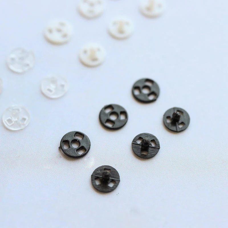 100pcs Tiny 4mm Mini Plastic Round Invisible Snap Button Home DIY Clothes Pajamas White Black Transparent Bag Press Buttons